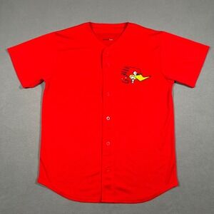 Mr Horsepower Jersey Shirt‎ Mens Large Red Button Up Clay Smith Cams Tapia #25
